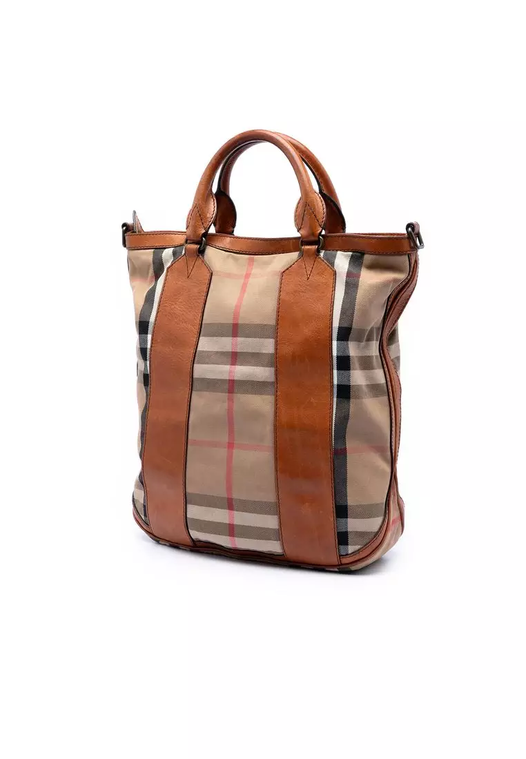 Pre-Loved Burberry House Check Canvas Bonington Satchel
