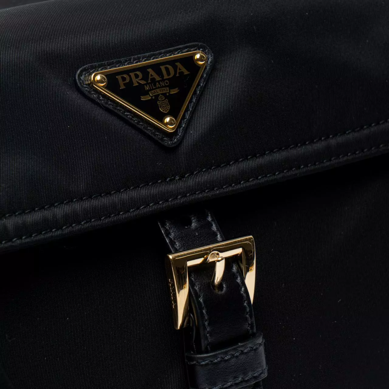 Explore Medium Re-Nylon Shoulder Bag with Flap Black