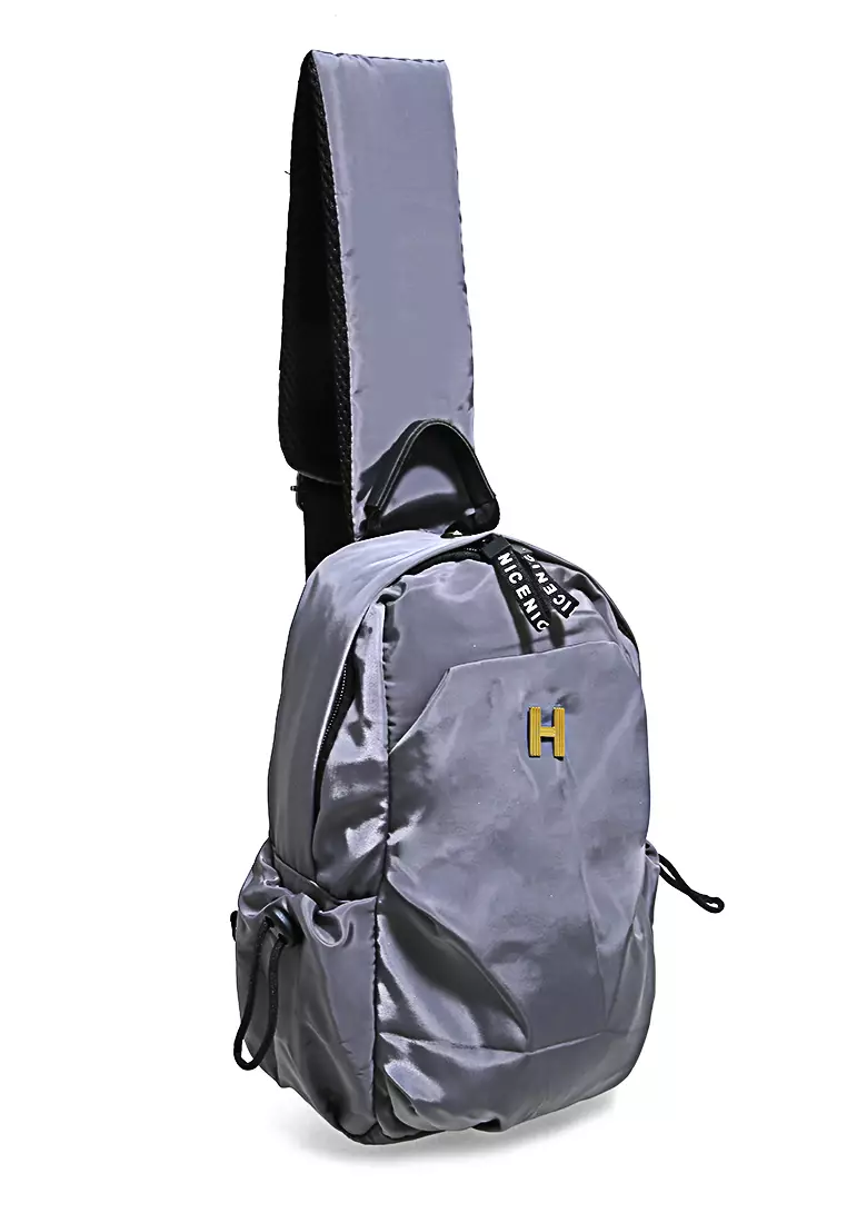 Roger Tas Selempang Pria Shoulder Bag Water Resistant Large Compartment Material Nylon ORIGINAL - Gray