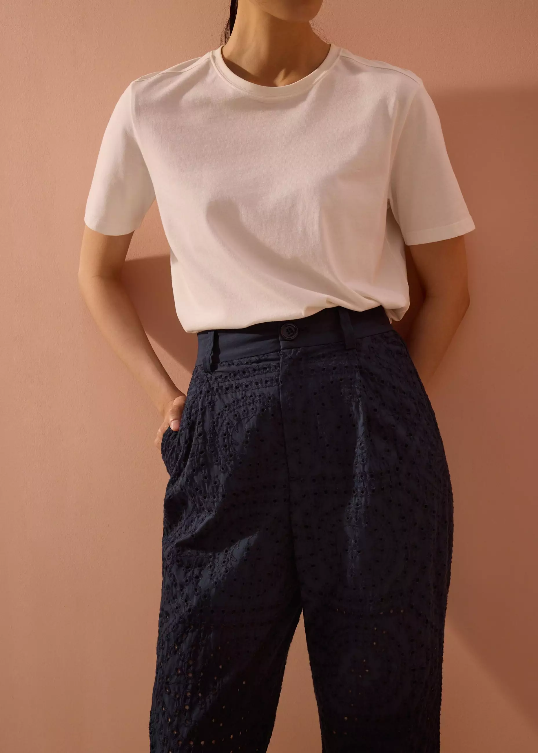 Celana Panjang Wanita - Elastic Peg Leg Pants in Soft Breeze Broderie