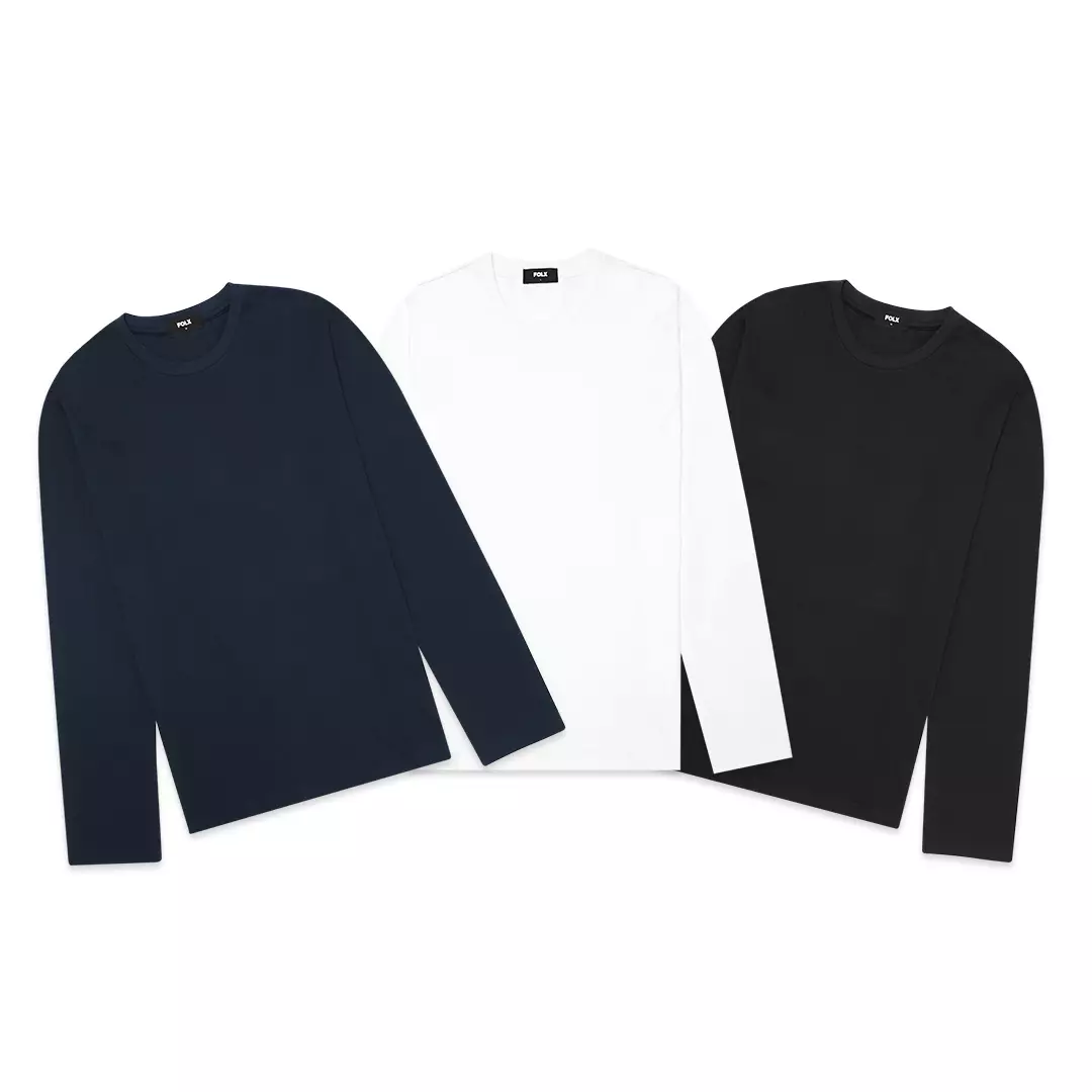 Basic Mercerised Long Sleeve T-Shirt Black