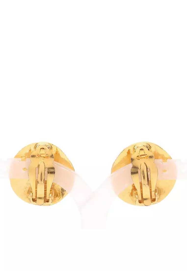 Pre-Loved Chanel Cc Gold Plated Round Clip On Earrings