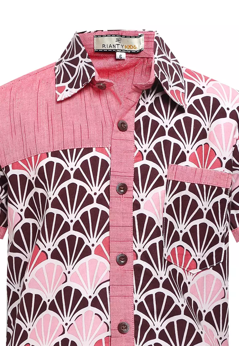 Hem Anak Batik Laki Laki Lengan Pendek Velano Pink