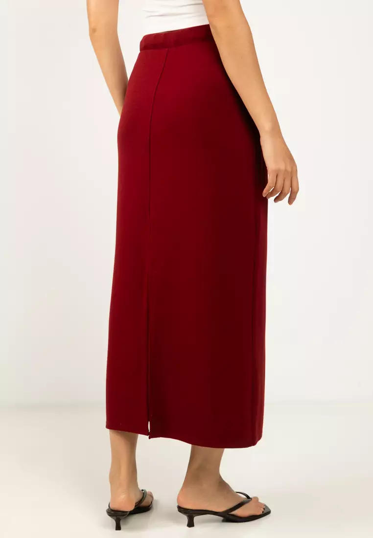 High Waist Midi Jersey Skirt