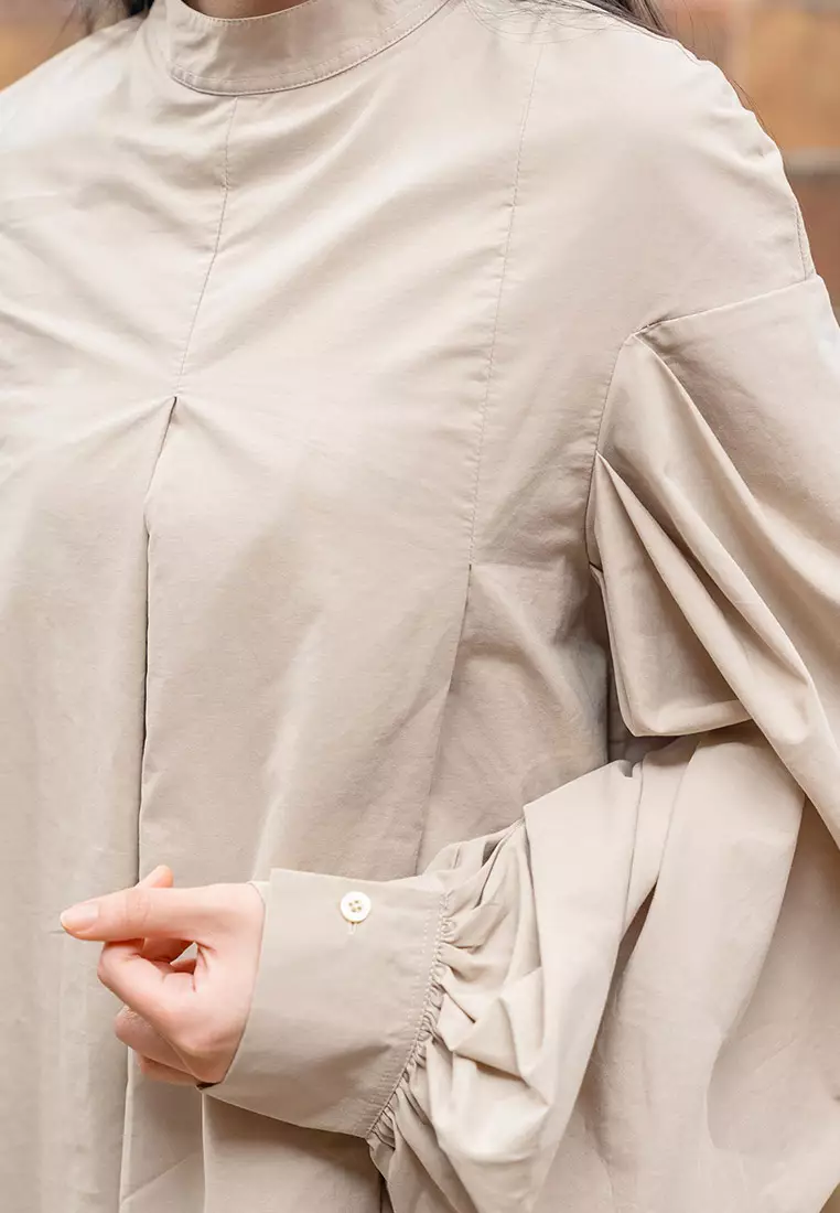 Kami Mahira Puff Sleeve Top Khaki