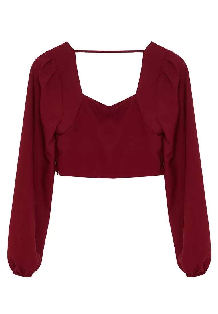 Cropped Balloon Sleeves Top