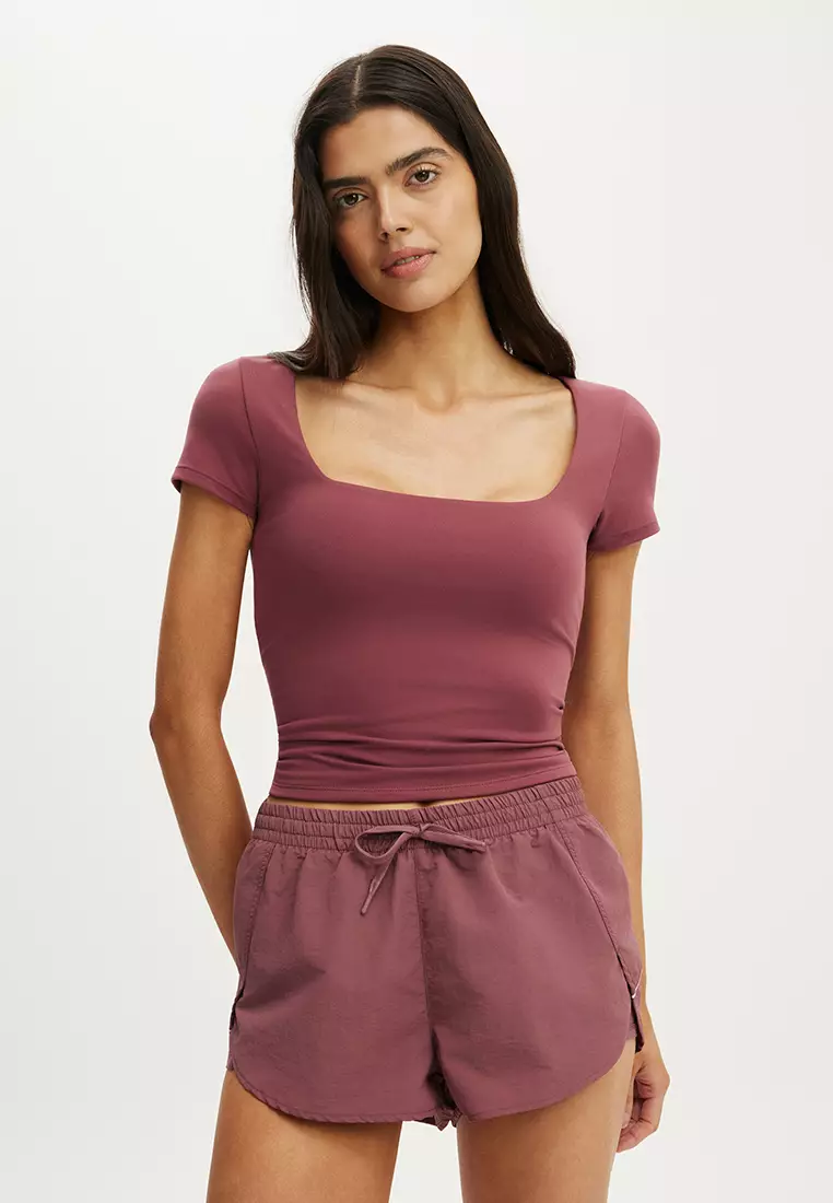 Woven Dolphin Hem Micro Shorts
