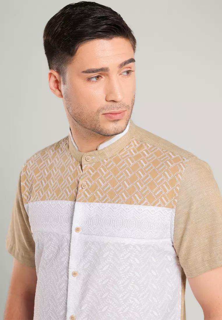 MOC Kemeja Koko Lengan Pendek Pria Harbi - Khaki