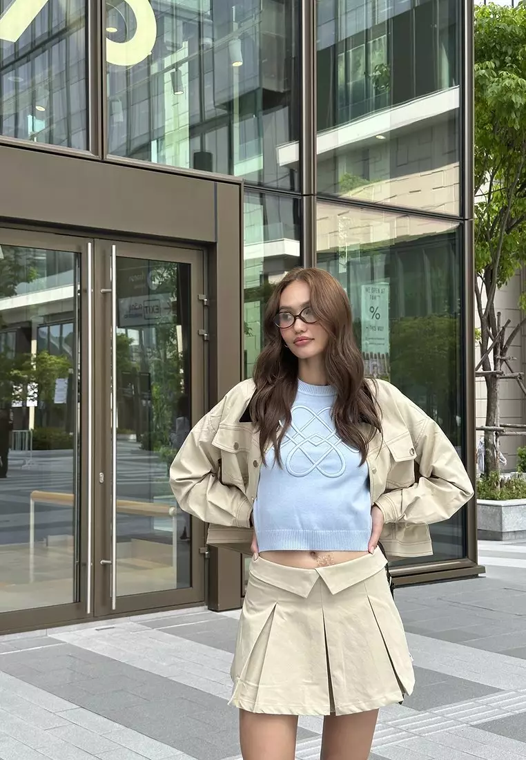 Embroidered Knit Top - Baby Blue