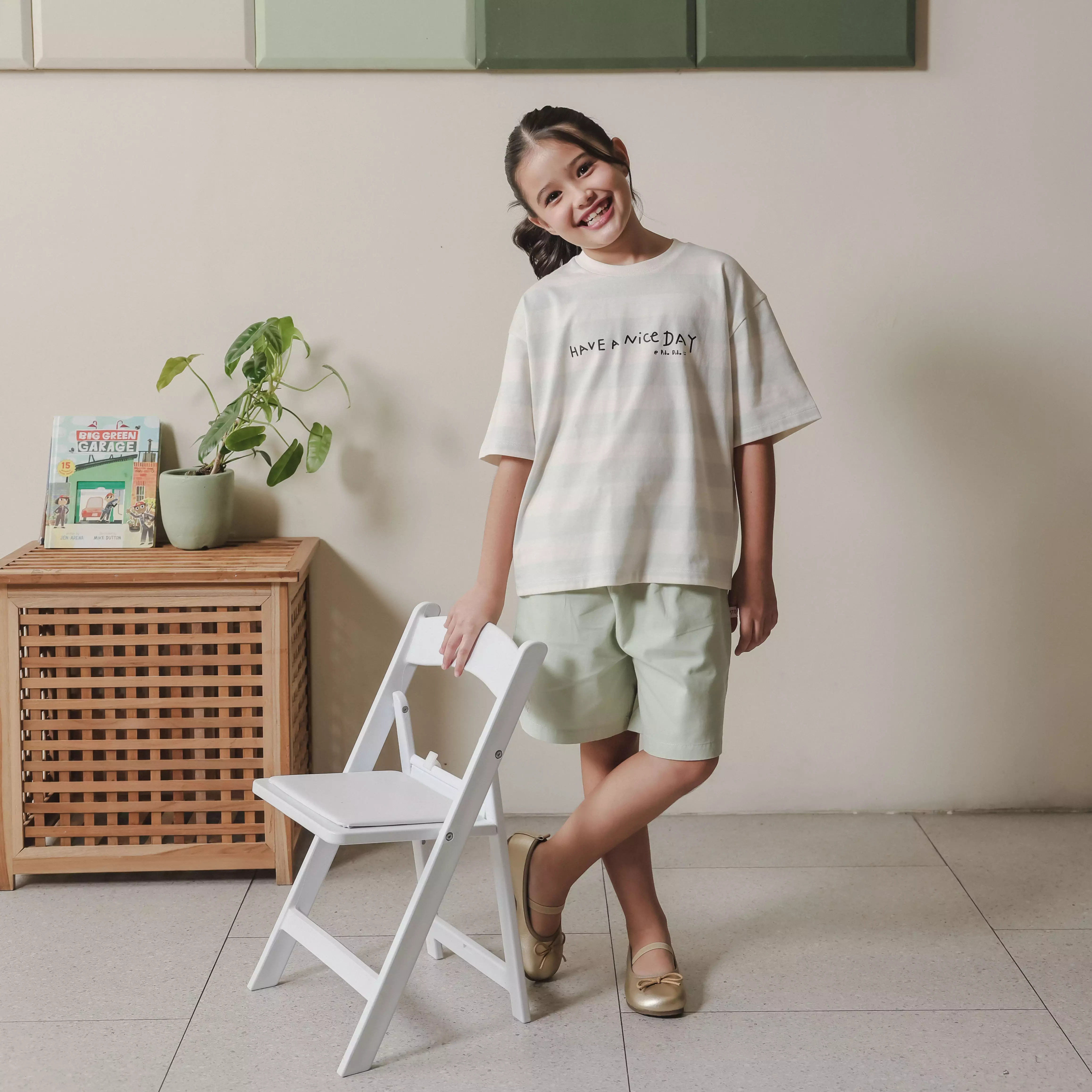 Pito Dito Girl Severus T-shirt Pendek Anak Biru Motif Salur