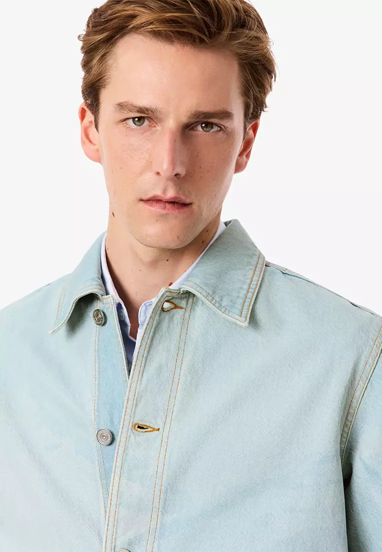 Landscape Motif Denim Overshirt