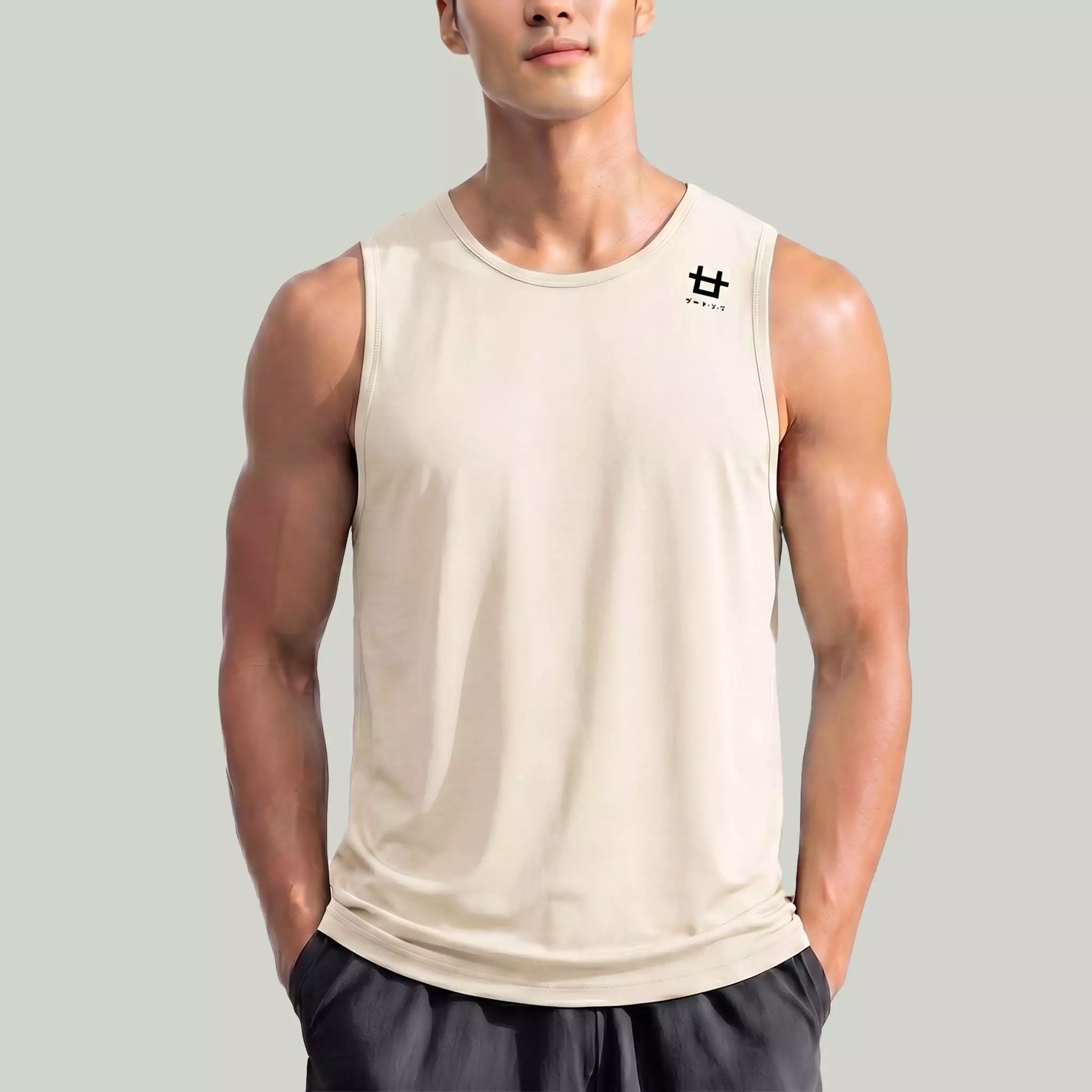 THIRDDAY Kaos Kutang Pria SVN instacool "shoulder icon logo" cream MUA22