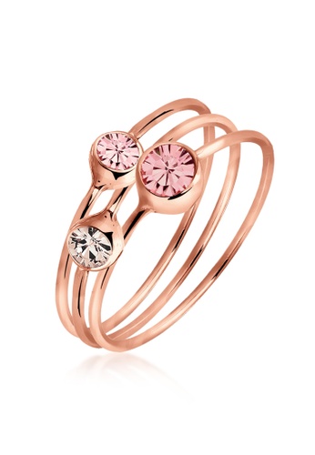 ELLI GERMANY pink Ring Set Crystals Rosegold Plated 0FB60ACC794DB4GS_1