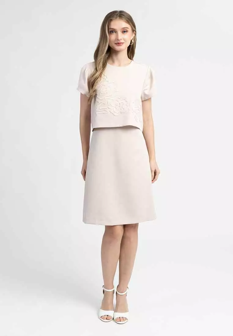Daliah Floral Embroidered Layered Dress