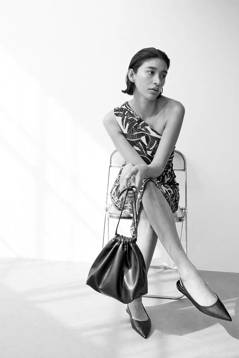 Gathered one-shoulder dress