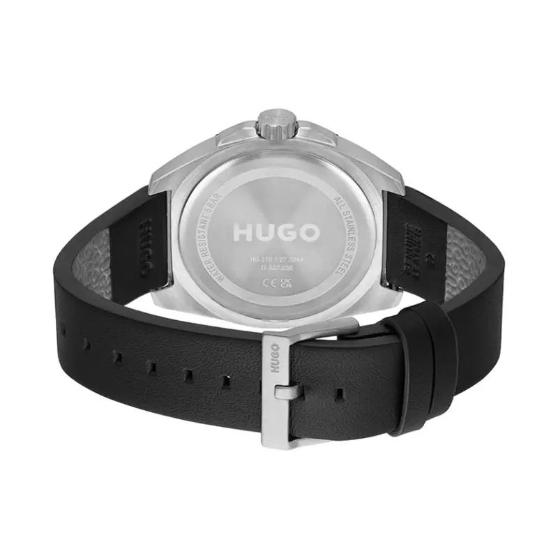 Jam Tangan Pria Hugo Boss Visit 1530301 Men Black Dial Black Leather Strap