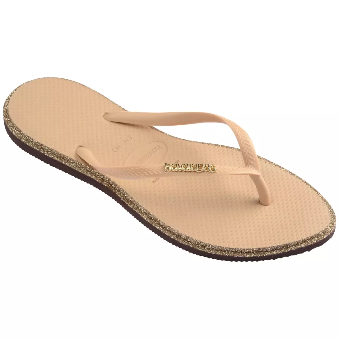 Havaianas 1859 Slim Point Glitter Golden - Sandal Wanita