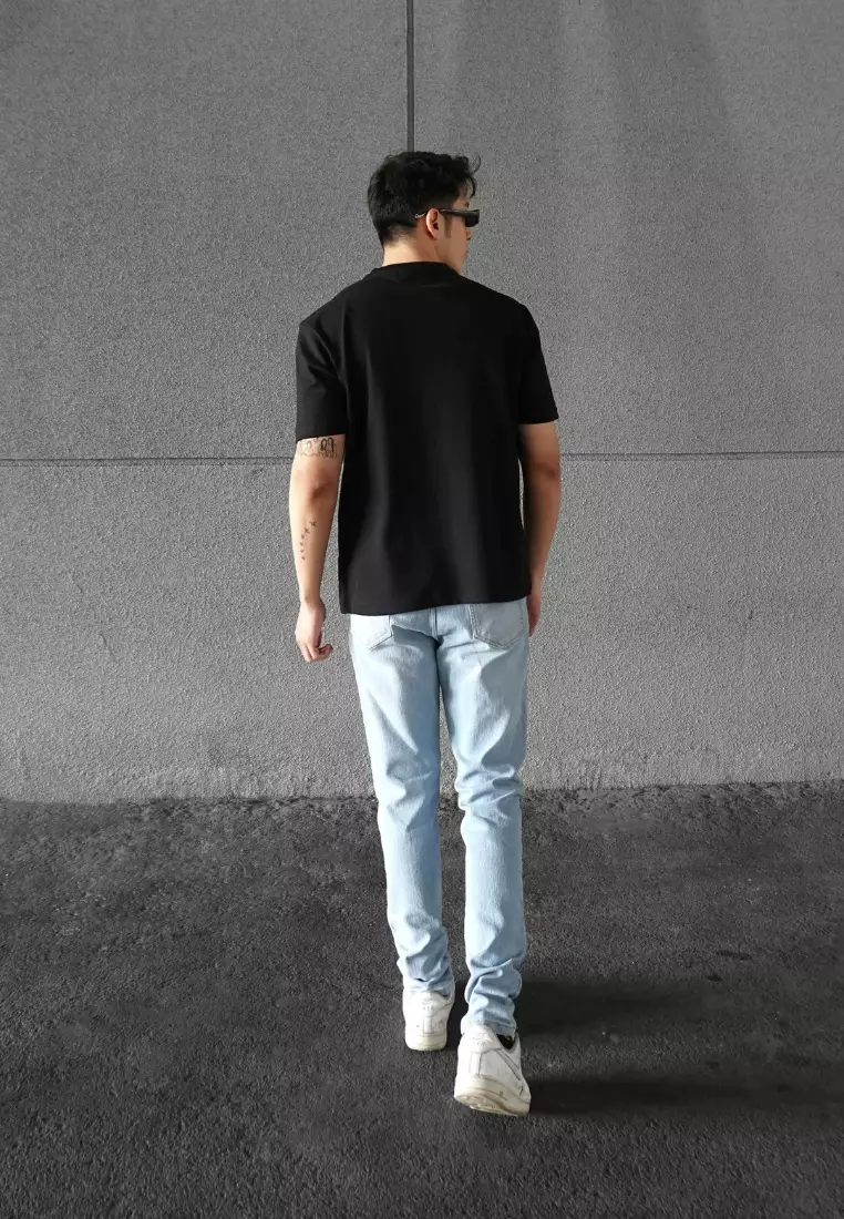 Kale Evan Black / Cotton Cloudy / Kaos Boxy Fit / Kaos Korea / Atasan Kaos Pria / Kaos Basic Pria