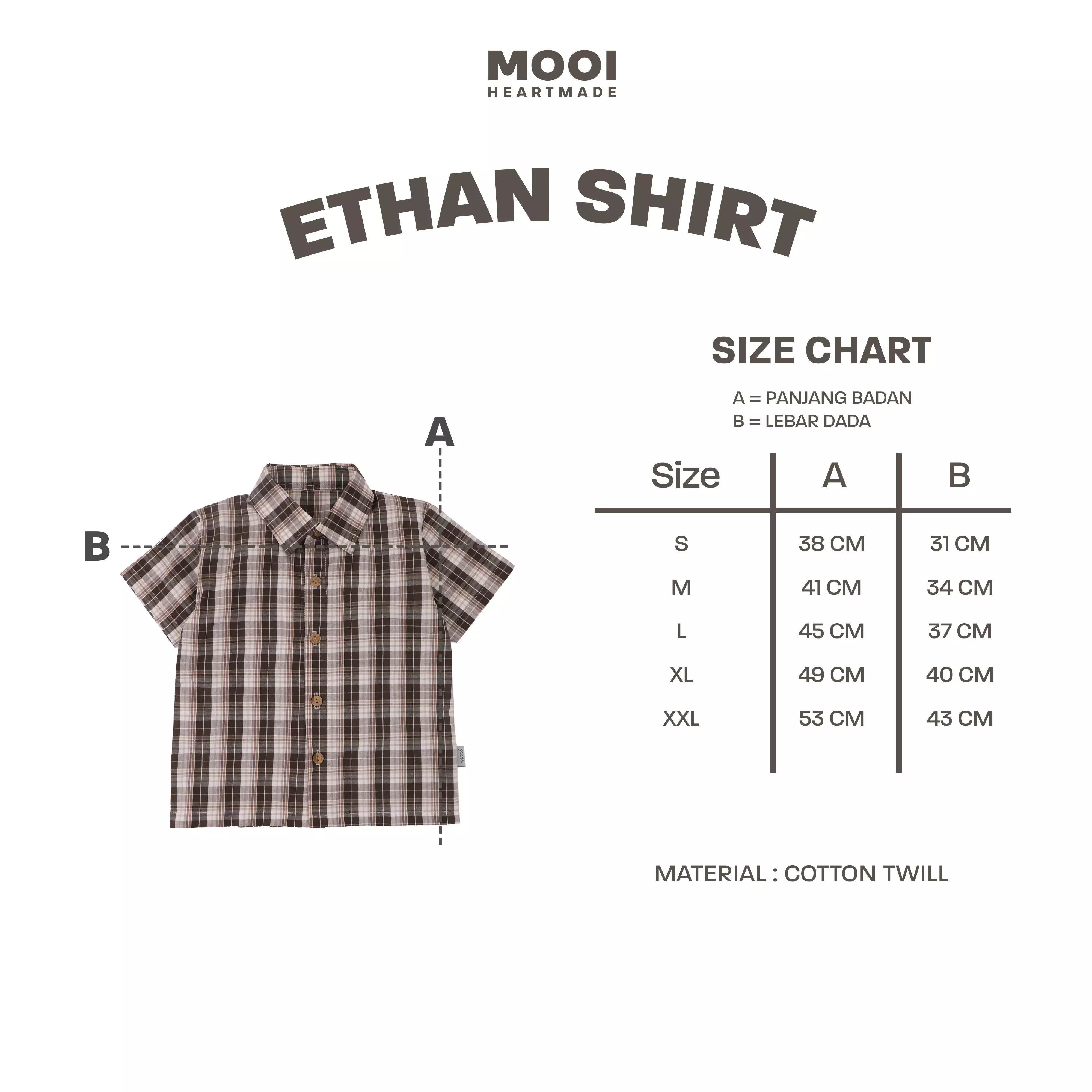 Mooi Kemeja Anak Laki-laki Kemeja Katun Motif Ethan Shirt - Light Blue