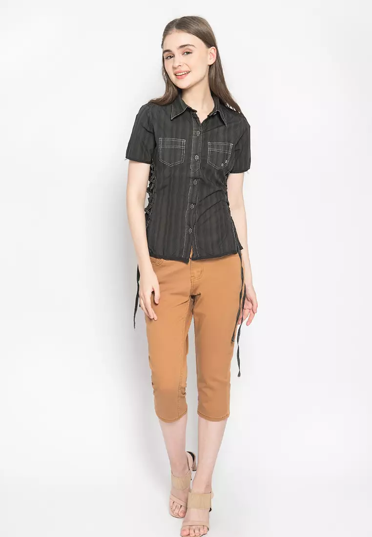 LGS - Slim Fit - Kemeja Wanita - Hitam - Motif - LLSH.380.WD625.074.7C