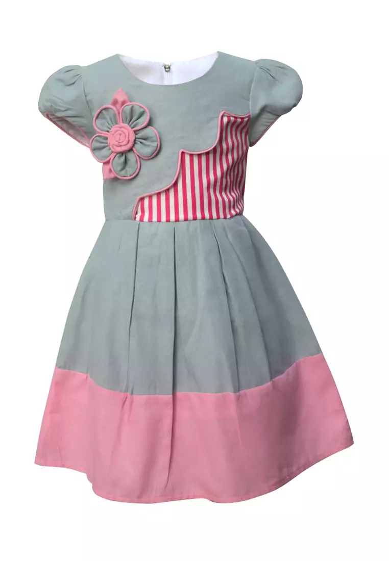 Two Mix Dress Anak Fashion Usia 1-12 tahun 4128 Tosca
