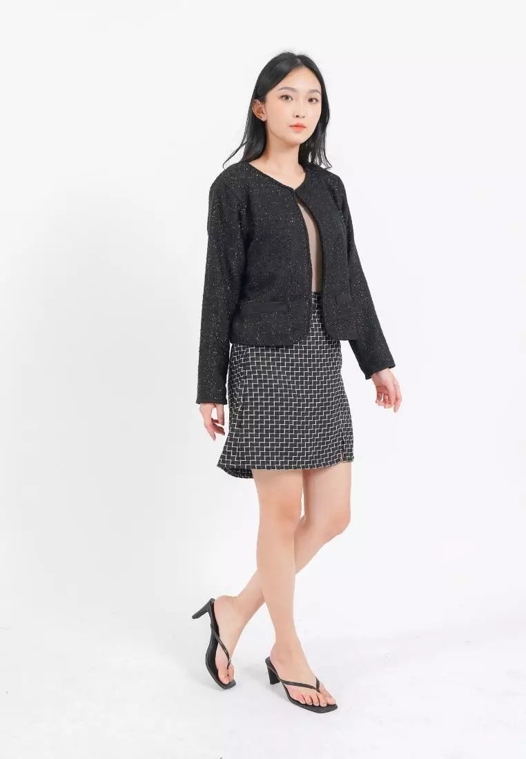 Coco Tweed Blazer Black