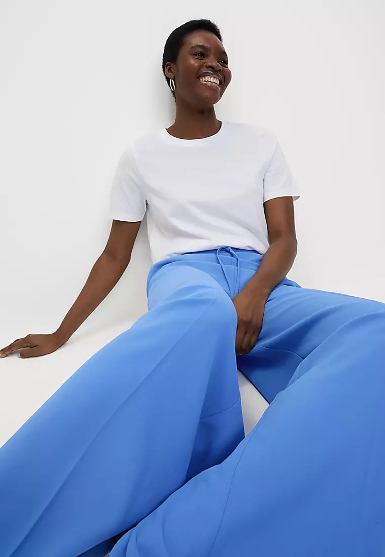 Crepe Elasticated Waist Wide Leg Trousers