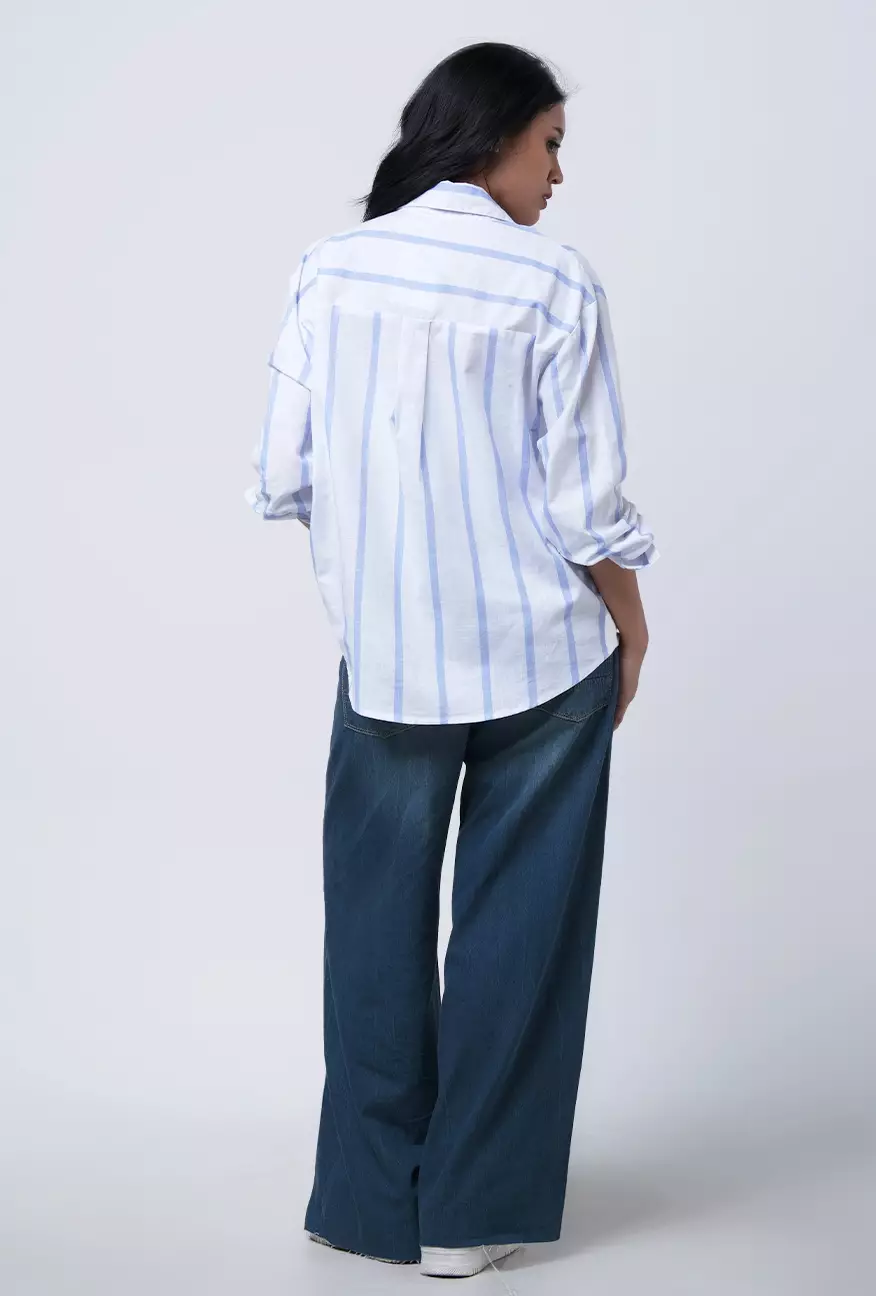 Kemeja Wanita Juanna White Blue