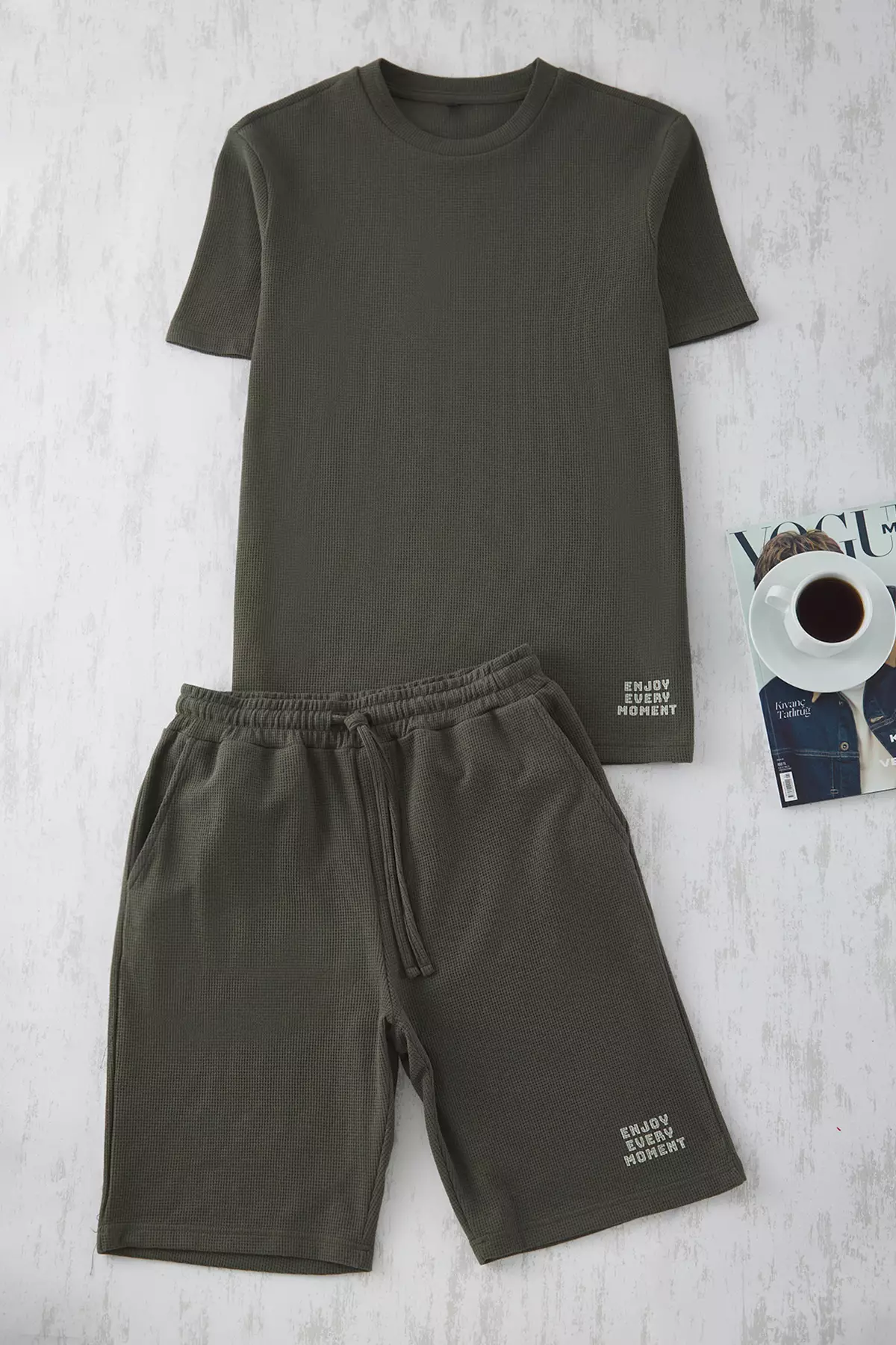Regular Fit Waffle Knit Pyjamas Set