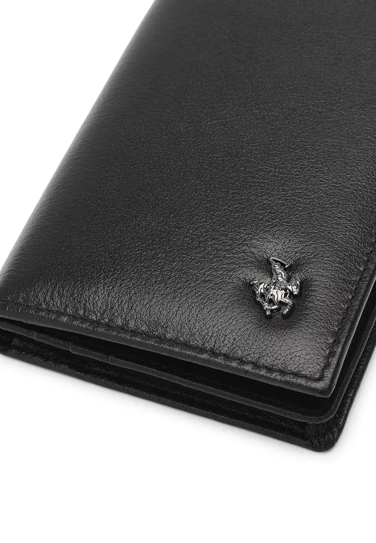 Men's Genuine Leather RFID Blocking Long Wallet - Black
