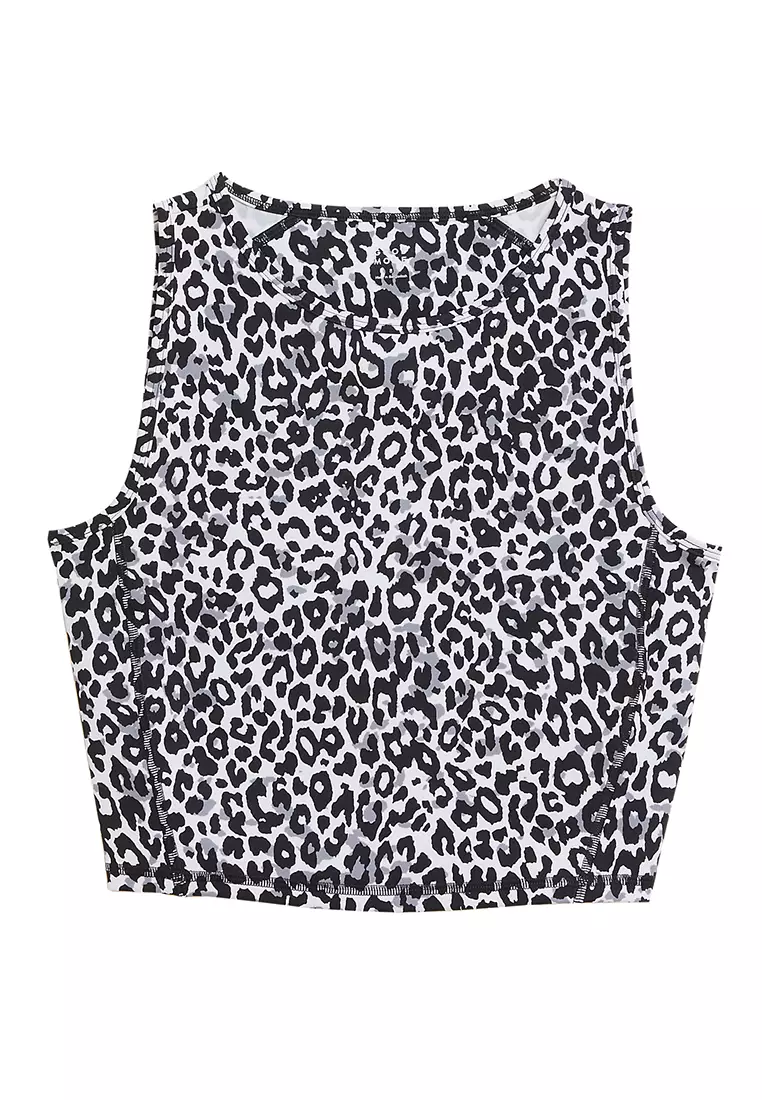 Printed Scoop Neck Crop Top