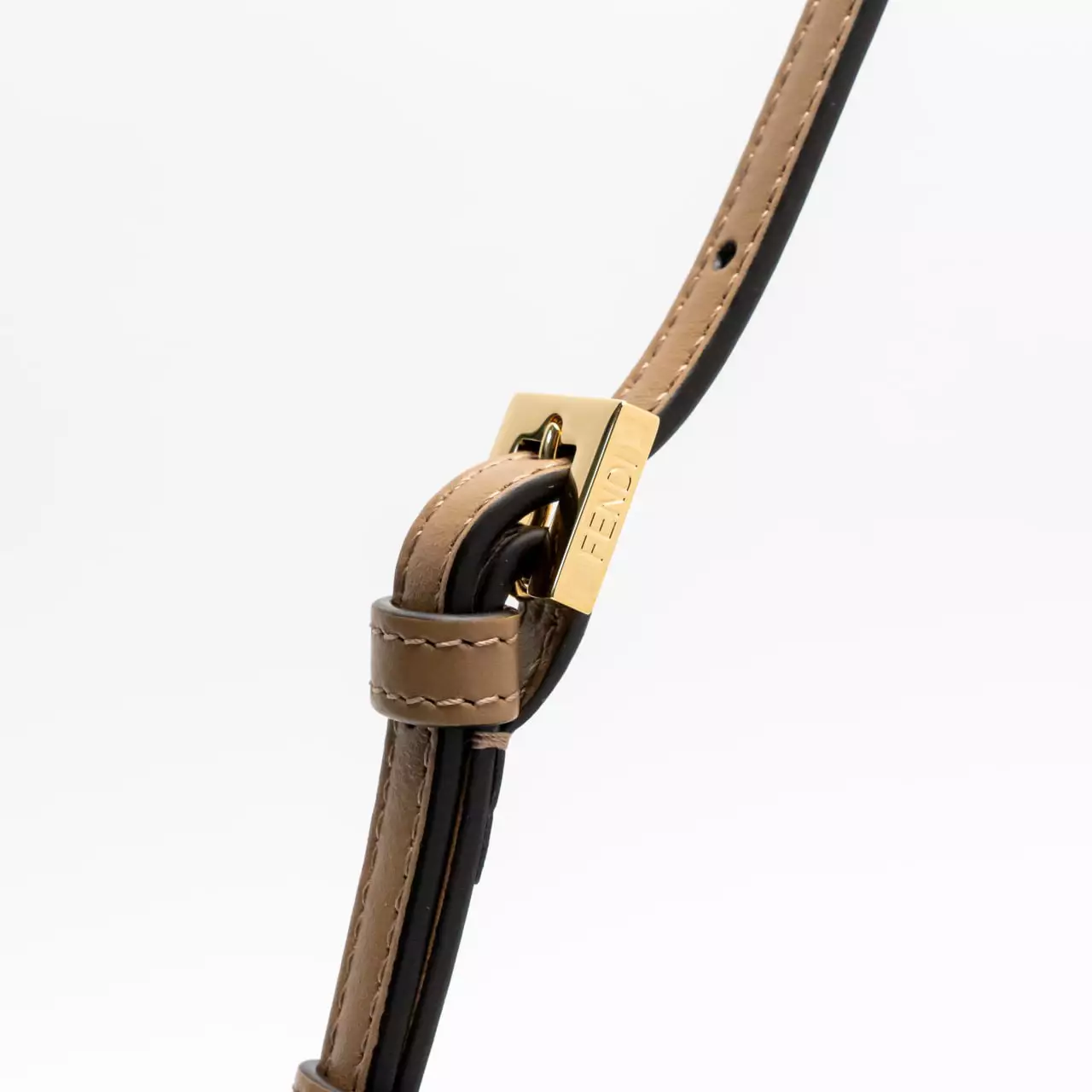 Baguette FF Clasp Fabric Wallet On Chain Brown