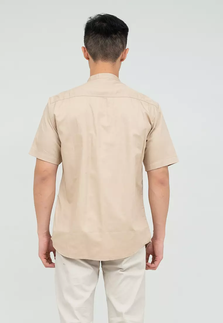 Houseofcuff Baju Koko Kemeja Lengan Pendek Pria Krim