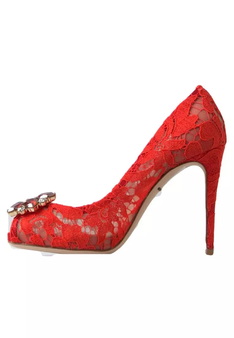 Buy Dolce Gabbana Dolce Gabbana Red Taormina Lace Crystal