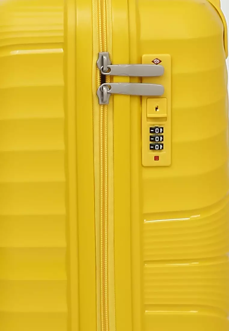 Carlton Koper Size 20inch Unisex Lock Anti Theft Zipper Suitcase Material Fiber ORIGINAL - Yellow