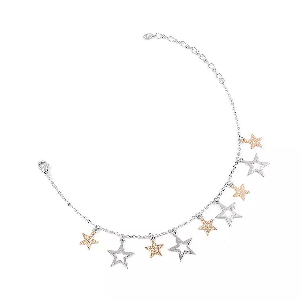 Anklet with Silver and Golden Star Charms