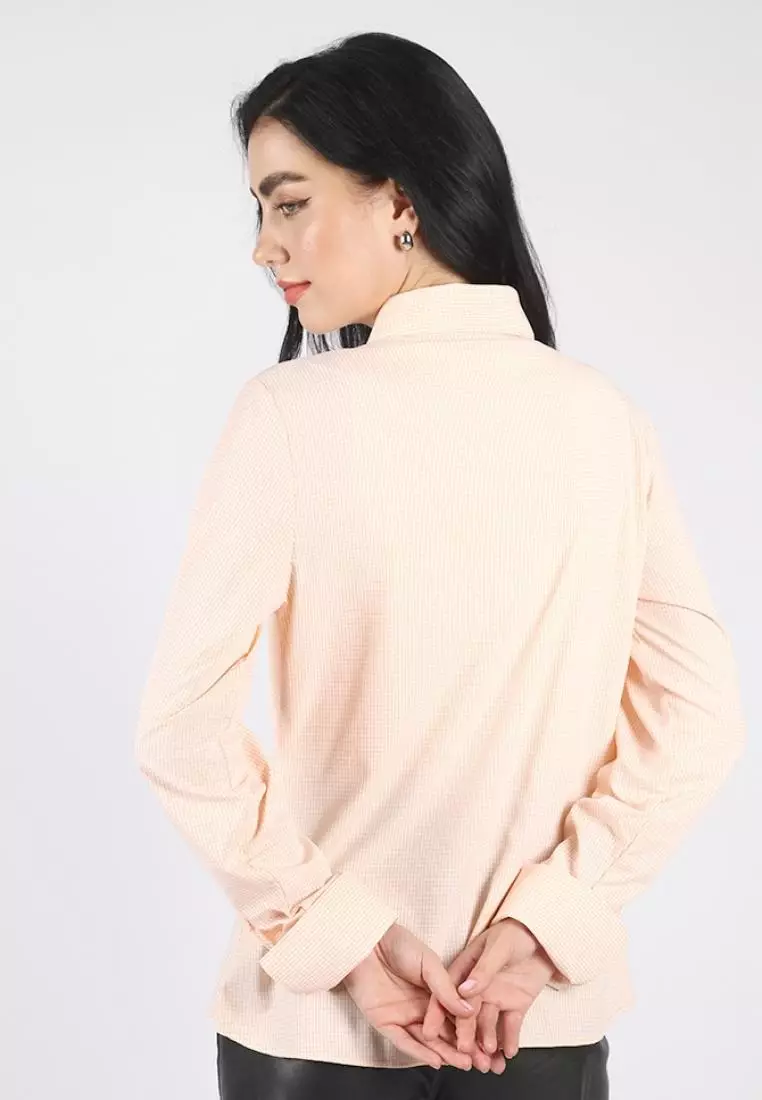 Kemeja Lengan Panjang Pierre Cardin Wanita Double Cuff Serena Check