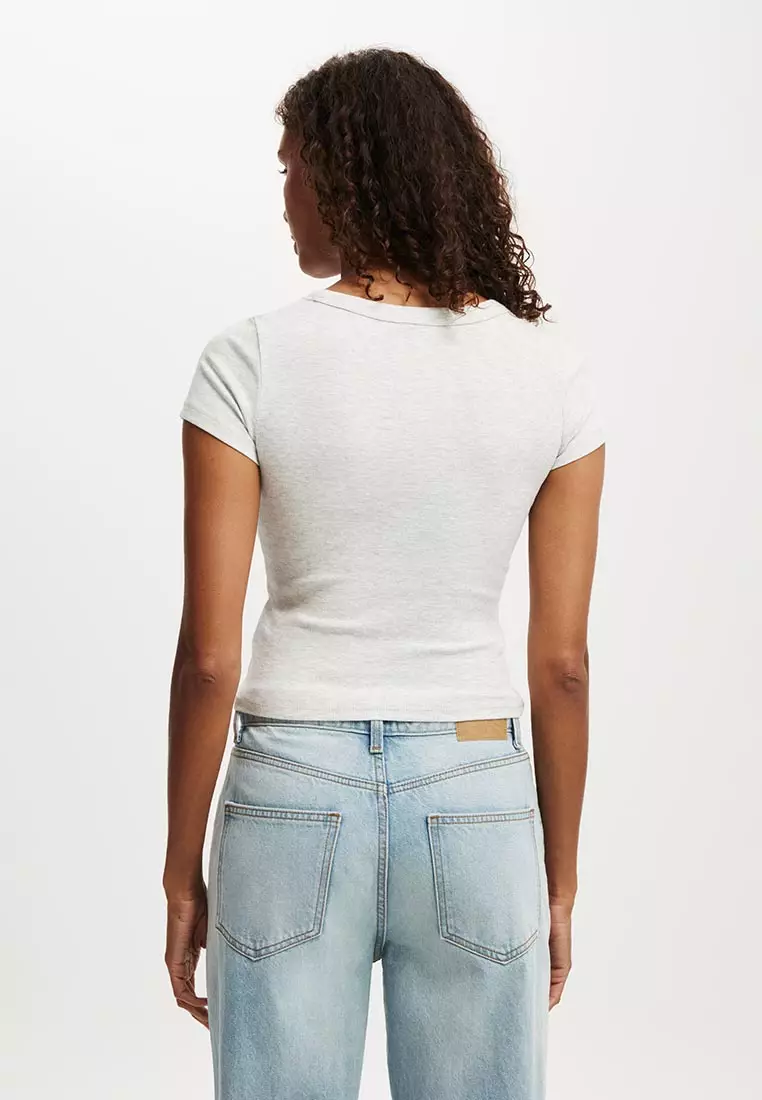 Goldie Rib V Neck Short Sleeve
