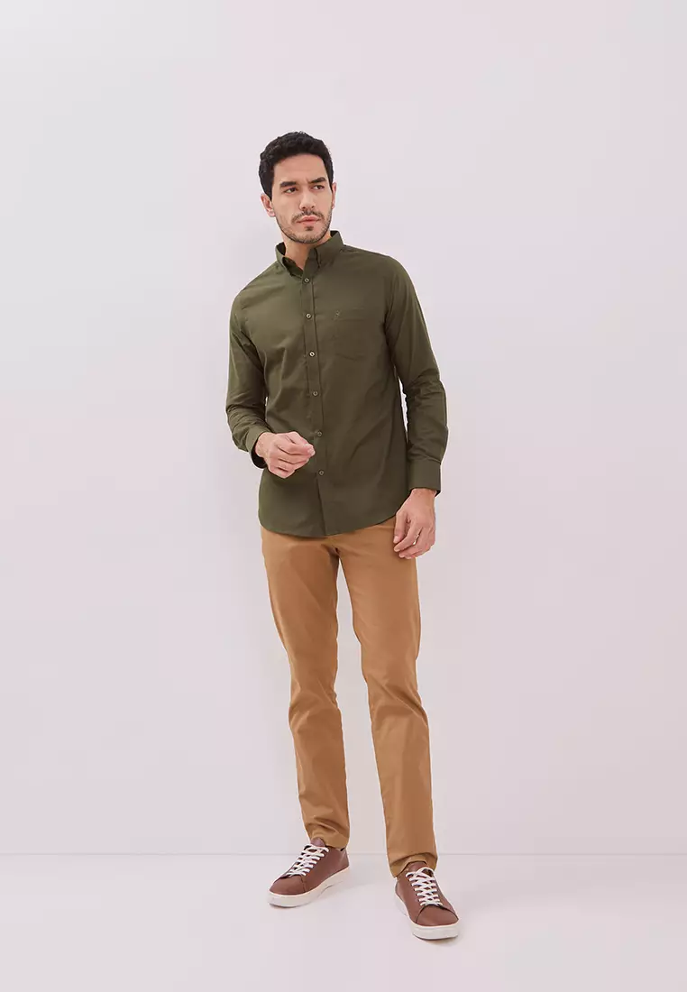 Jobb Bellagio Kemeja Pria Lengan Panjang Slim Fit Olive
