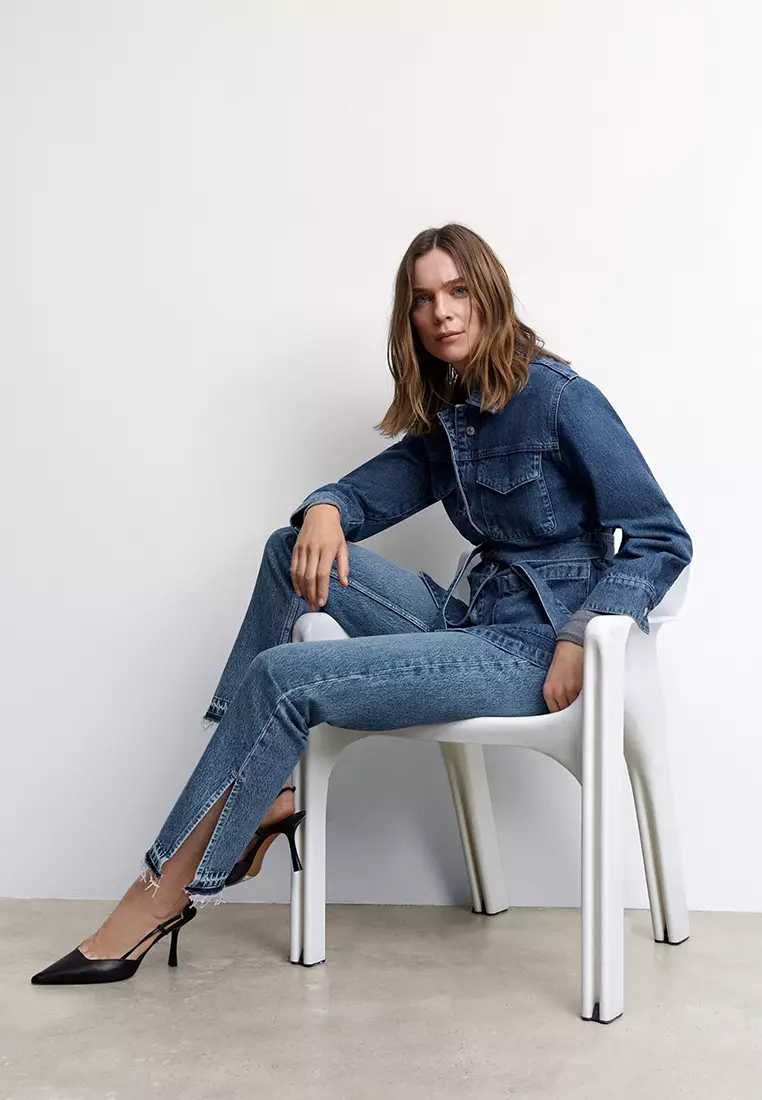 High-Rise Straight Jeans With Slits