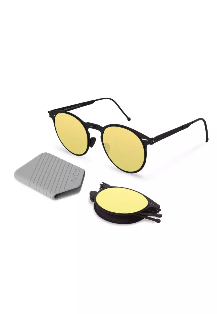 ROAV超輕極薄摺疊式太陽眼鏡 Riviera 8103 Matte Black / Copper Mirror 13.62
