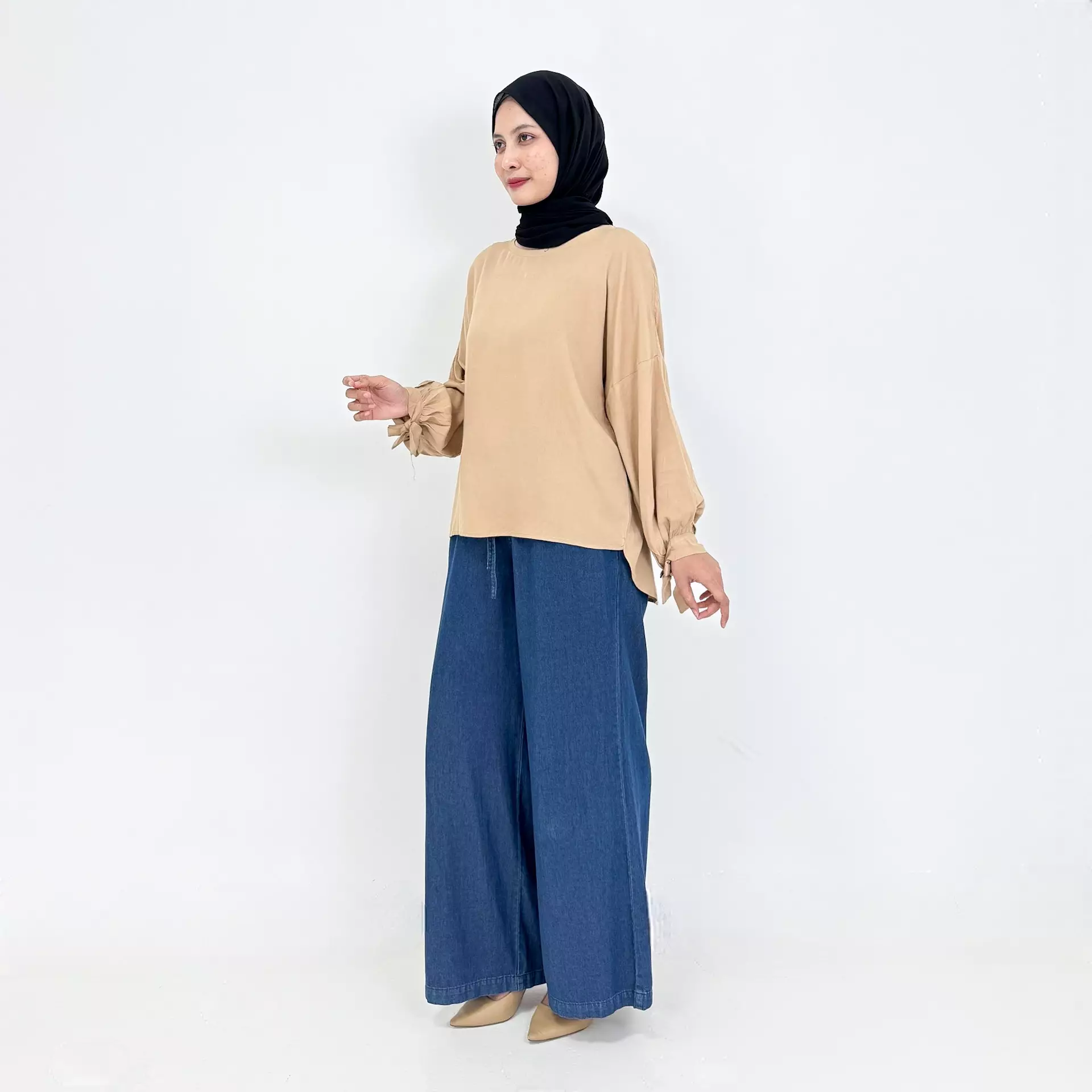 Cotton Blouse Rita - BROWN - Atasan Lengan Panjang Wanita Basic Polos
