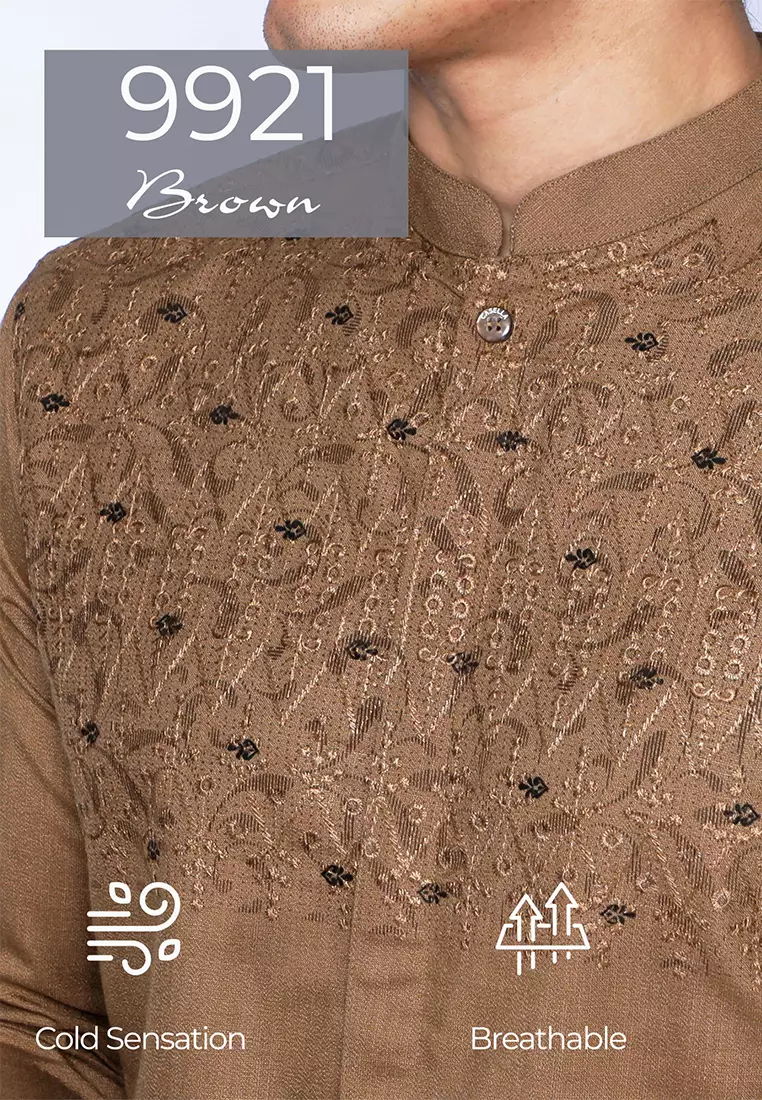 Casella Baju Koko Pria Lengan Panjang Premium Edisi Koko Sultan 9921 Brown