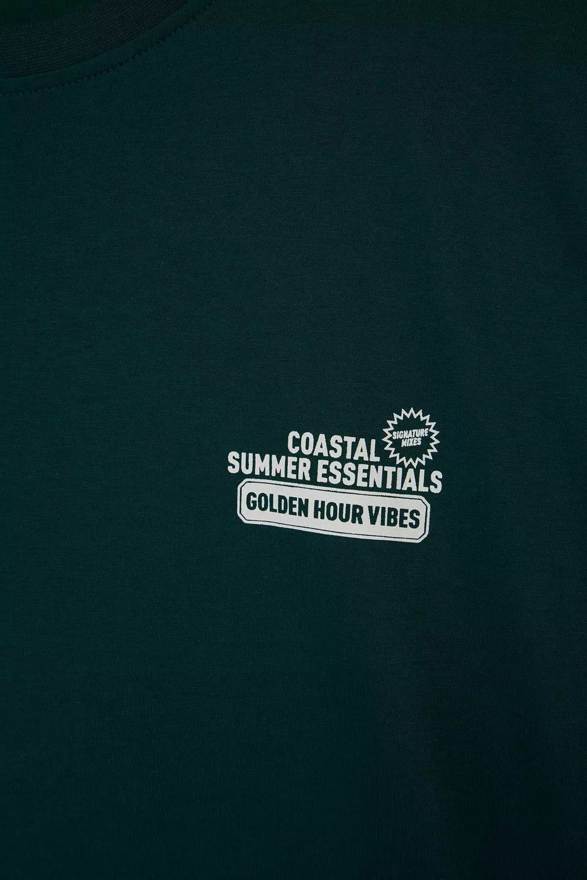 Emerald Green Oversize/Wide Cut Printed 100% Cotton T-Shirt Tmnss26Ts00049