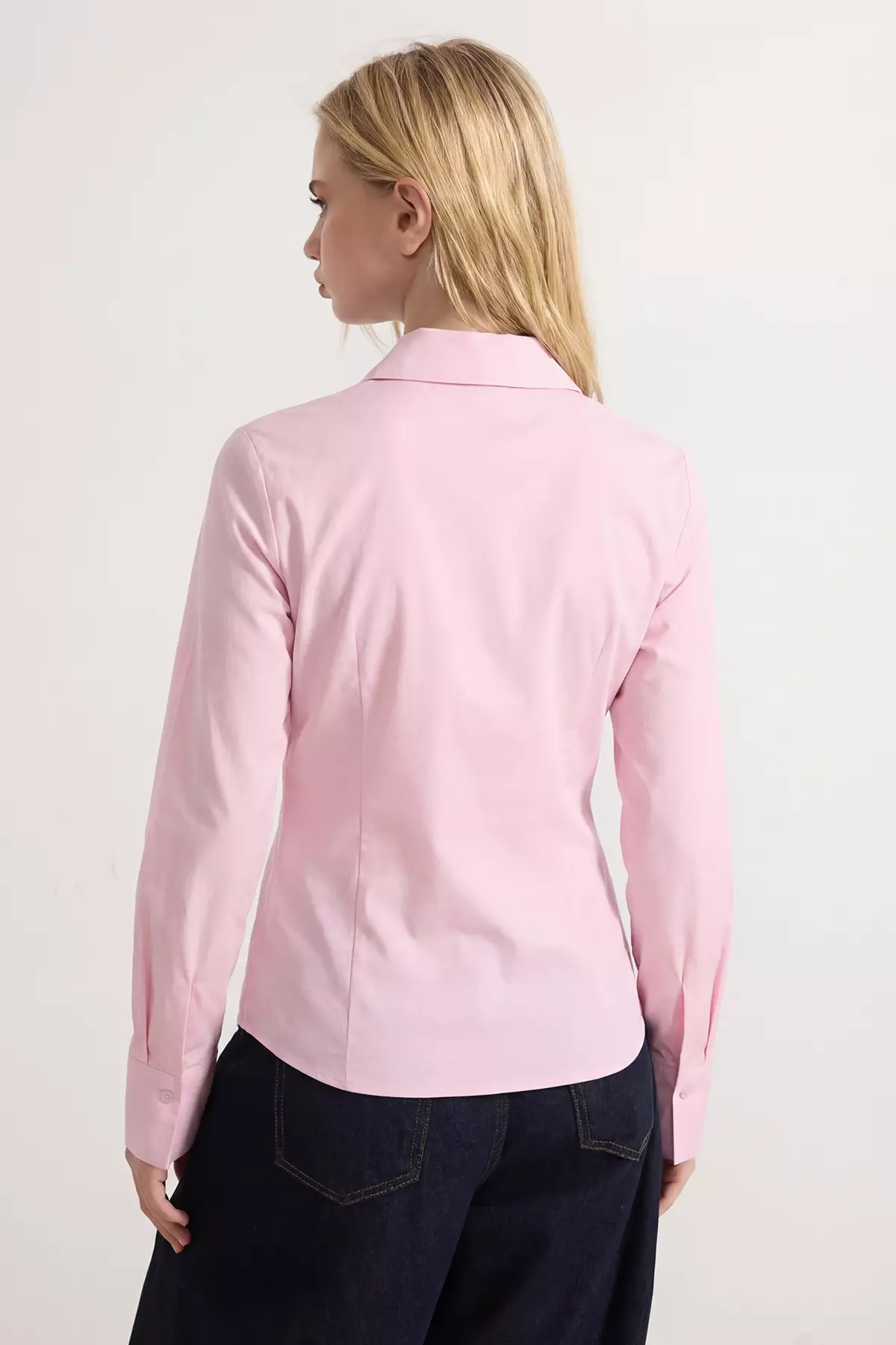 Wardrobe Essentials Pink Lightweight Waist-Fitted Cotton Woven Shirt Twoaw26Go22
