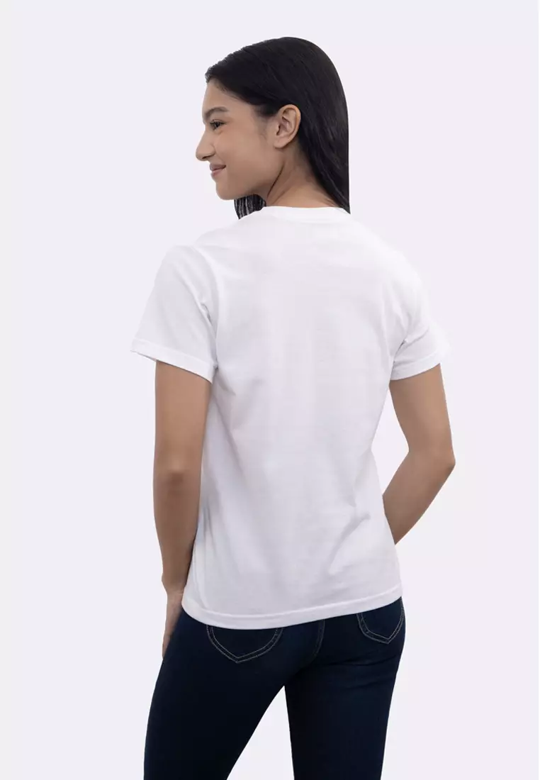 Ladies White Round Neck T-Shirt