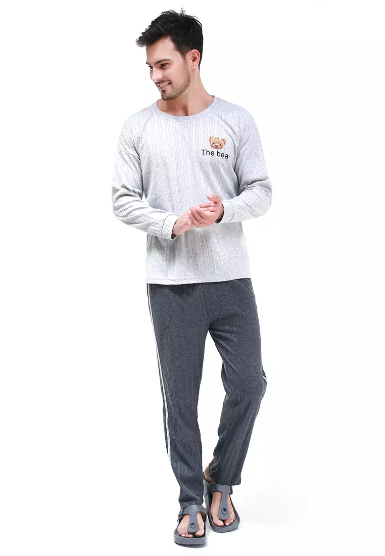 Klicin Setelan Baju Tidur Piyama Pria Bear One Set Sleepwear Pajamas Material Fabric ORIGINAL