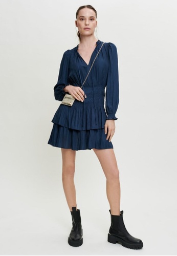 Buy Maje Satin Dress With Ruffles 2023 Online | ZALORA Singapore