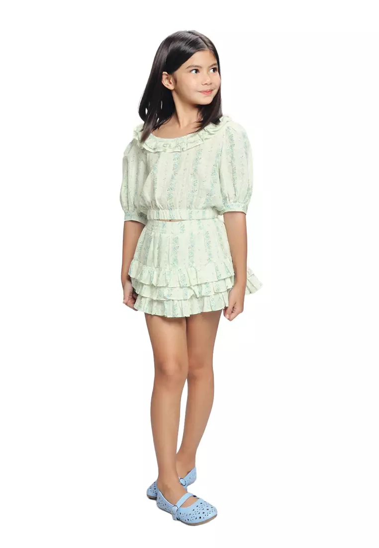 Grachele Printed Tiered Skirt with Elastic Waist