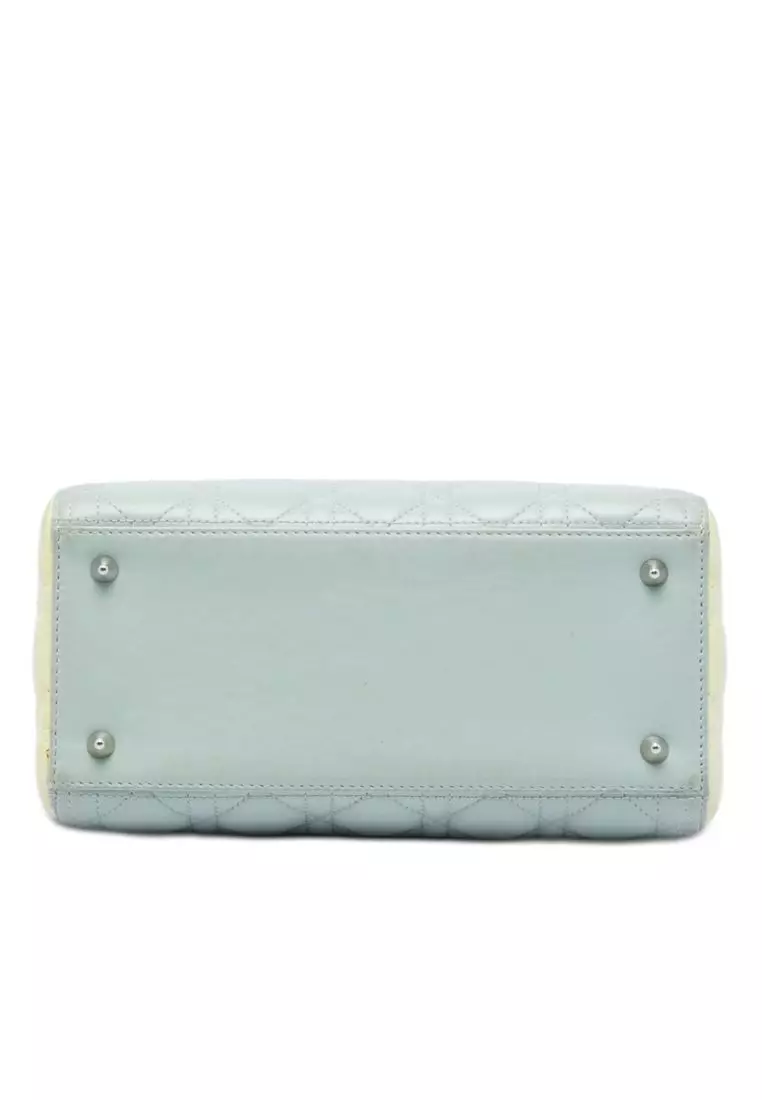 Pre-Loved Dior Medium Tricolor Lambskin Cannage Lady Dior
